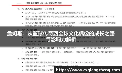 詹姆斯：从篮球传奇到全球文化偶像的成长之路与影响力解析